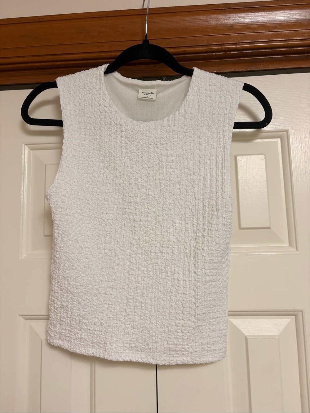 Abercrombie White Textured Tank Top